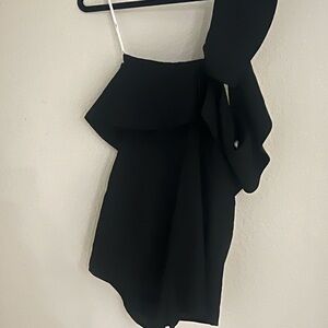 Lulu's Elegant Black Asymmetrical Dress